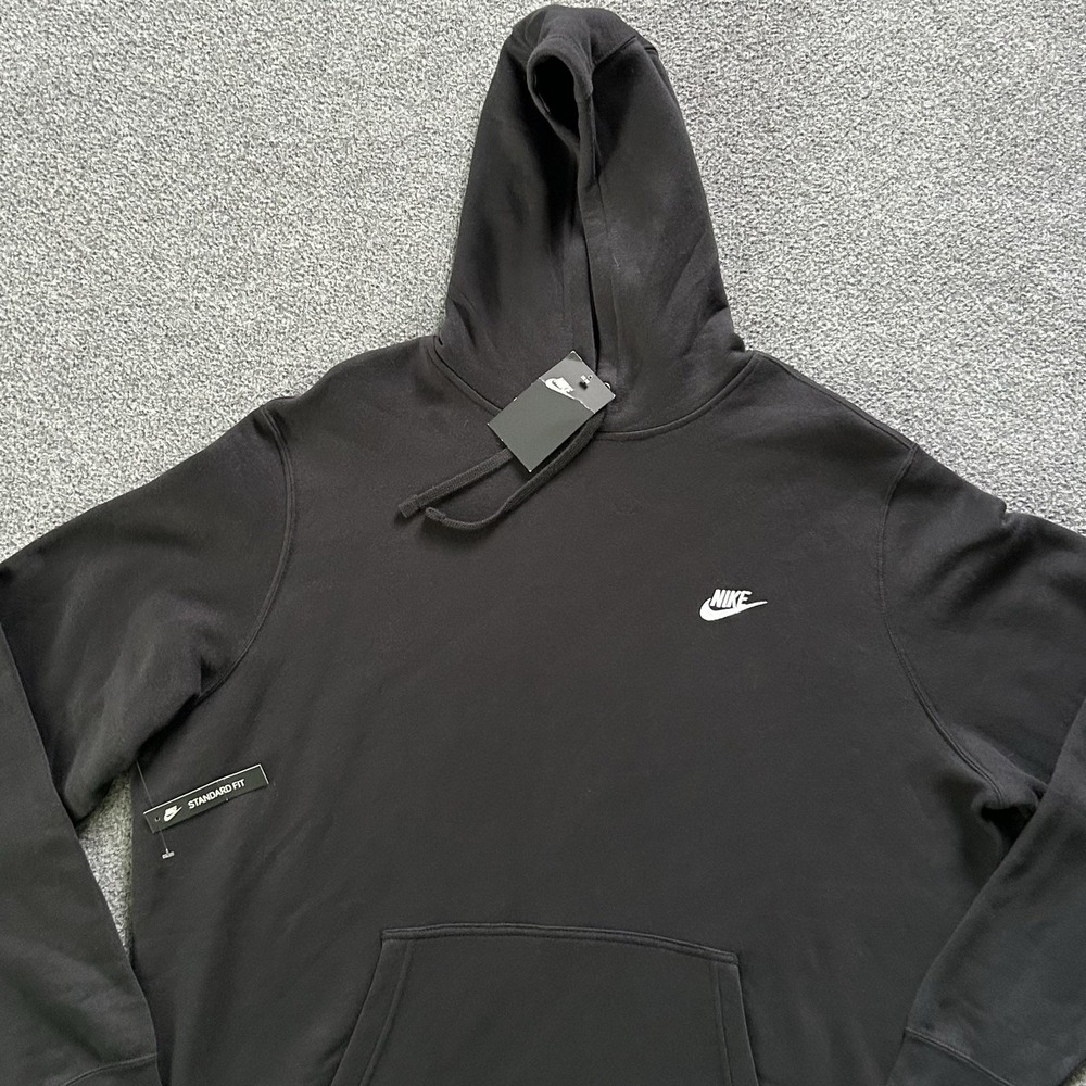 Nike Hoodie Mens 3XL Black Club Fleece Standard Fit Pullover Sweatshirt Logo